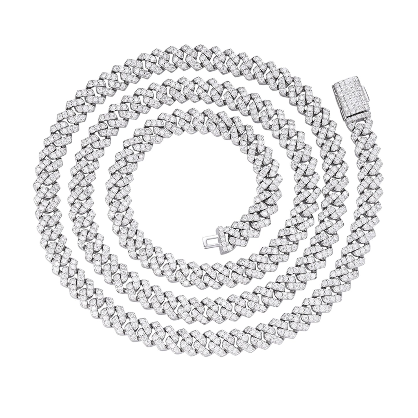 Sterling Silver 6mm Round Moissanite Cuban 22 Inch Necklace RP 5-3/8 Cttw