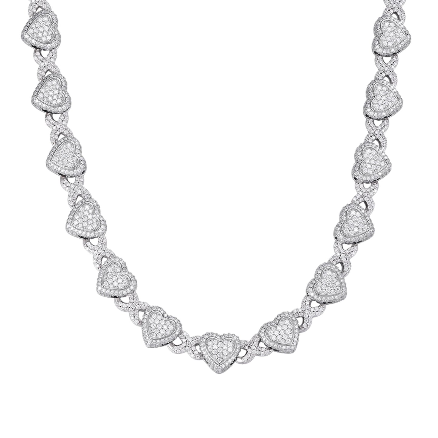 Sterling Silver Round Moissanite Infinity Heart Designer 18 Inch Necklace RP 19 Cttw