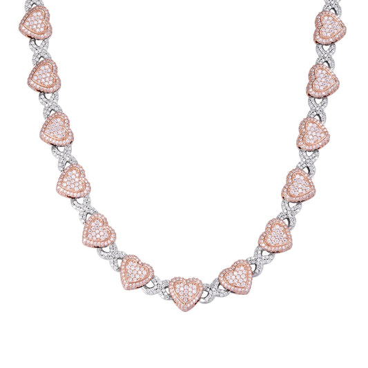 Sterling Silver Round Moissanite Infinity Heart Designer 18 Inch Necklace RP+PP 19 Cttw