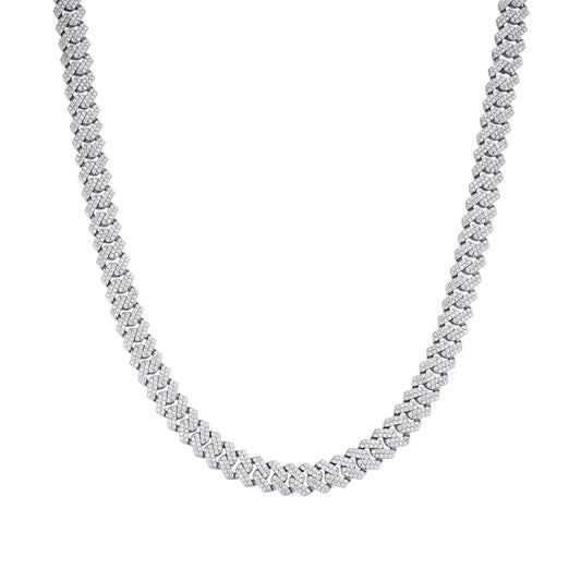 Sterling Silver 8mm Round Moissanite Cuban 20 Inch Necklace RP 8-1/3 Cttw