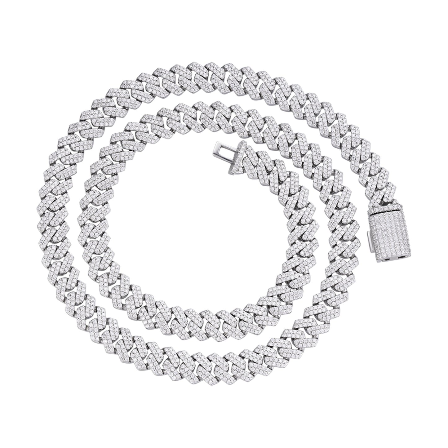 Sterling Silver 8mm Round Moissanite Cuban 22 Inch Necklace RP 8-1/3 Cttw