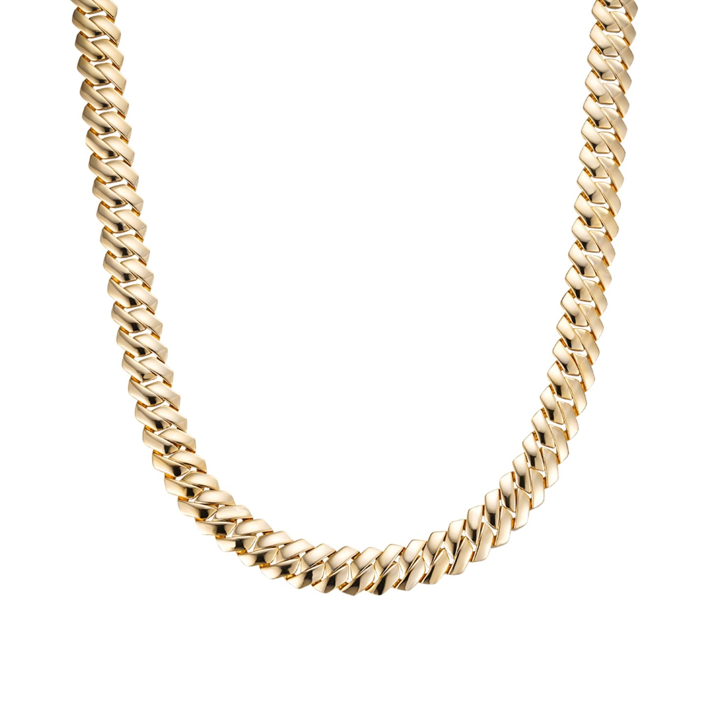 S.Silver Round Moissanite 20 Inch Plain Cuban With Iced Out Lock Necklace RP+GP 1/2 Cttw