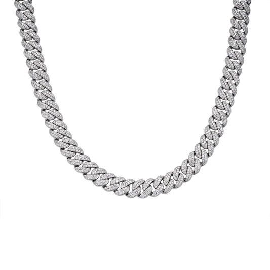 Sterling Silver 10mm Round Moissanite Cuban 22 Inch Mens Necklace RP 13 Cttw