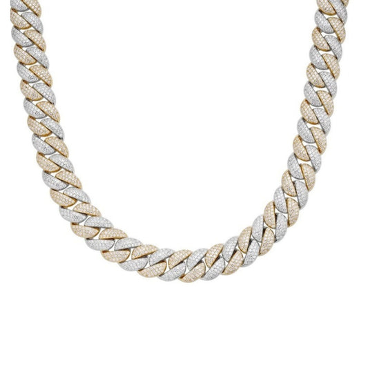Sterling Silver 12mm Round Moissanite Cuban 22 Inch Mens Necklace RP+GP 18-7/8 Cttw