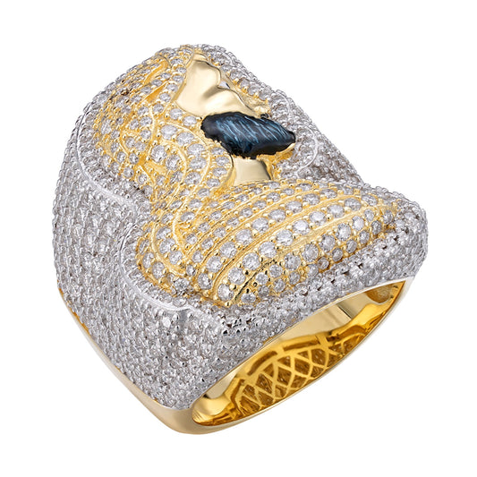 Sterling Silver Round Moissanite Jesus Religious SZ 10 Mens Ring RP 5-7/8 Cttw