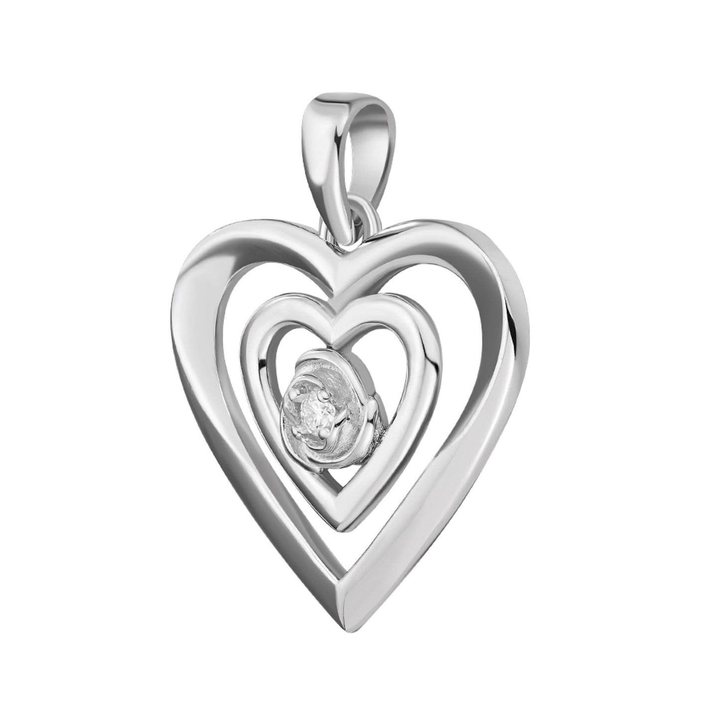 Sterling Silver Round Moissanite Solitaire Heart Designer Pendant RP 1/10 Cttw