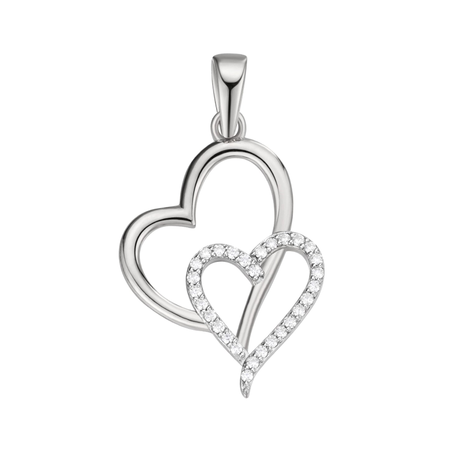 Sterling Silver Round Moissanite Double Heart Infinity Designer Pendant RP 1/6 Cttw