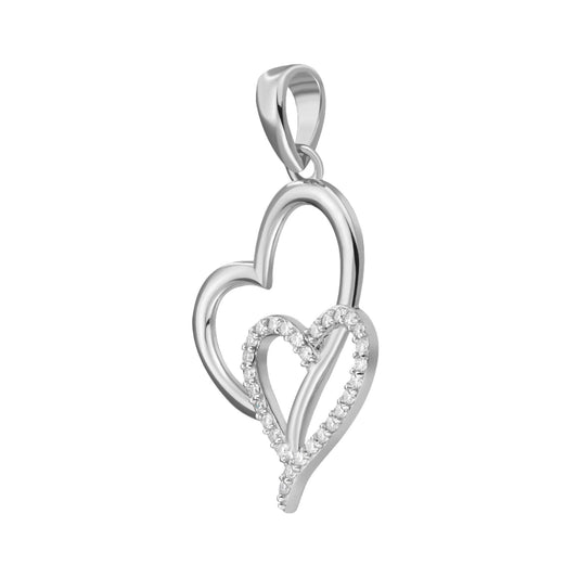 Sterling Silver Round Moissanite Double Heart Infinity Designer Pendant RP 1/6 Cttw