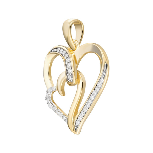 Sterling Silver Round Moissanite Double Heart Infinity Designer Pendant RP+GP 1/6 Cttw