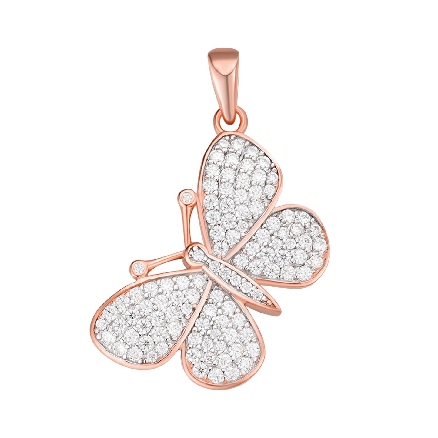 Sterling Silver Round Moissanite Butterfly Animal Pendant RP+PP 1 Cttw