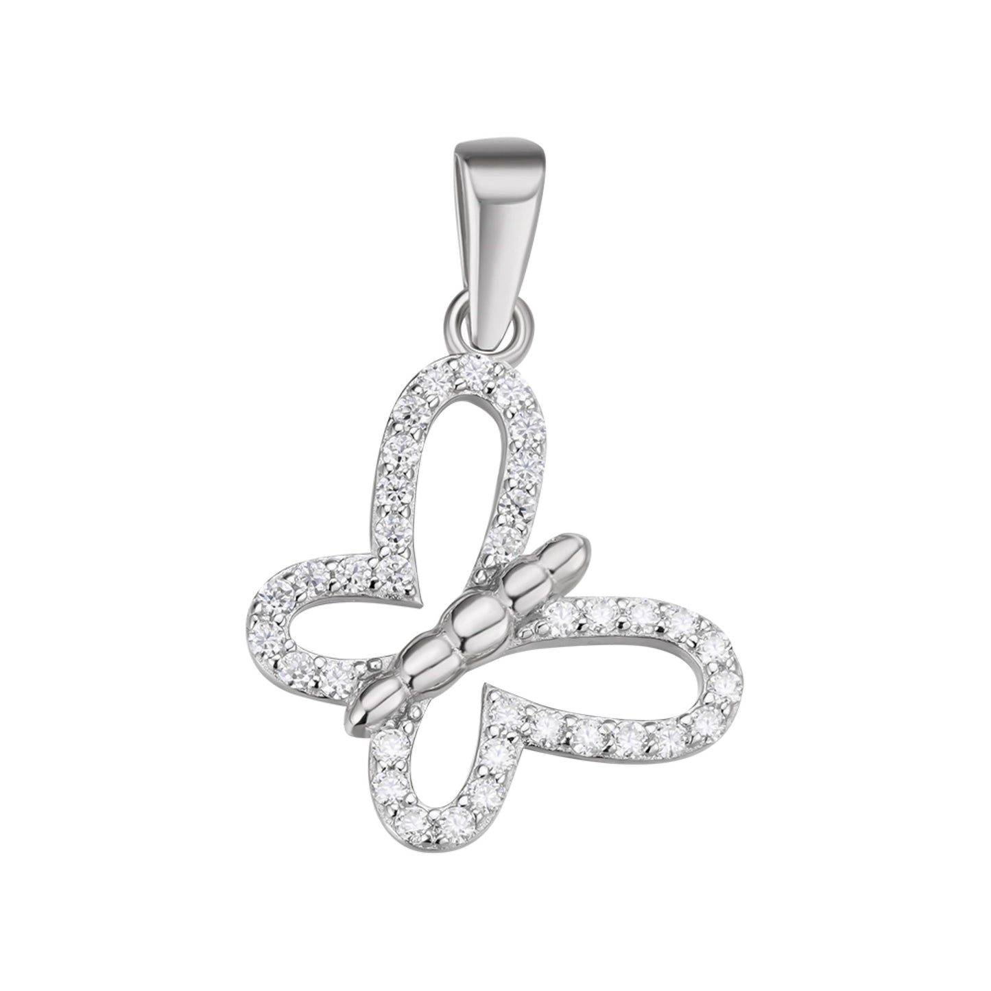 Sterling Silver Round Moissanite Butterfly Animal Pendant RP 1/3 Cttw