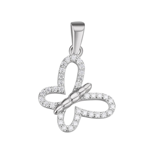 Sterling Silver Round Moissanite Butterfly Animal Pendant RP 1/3 Cttw