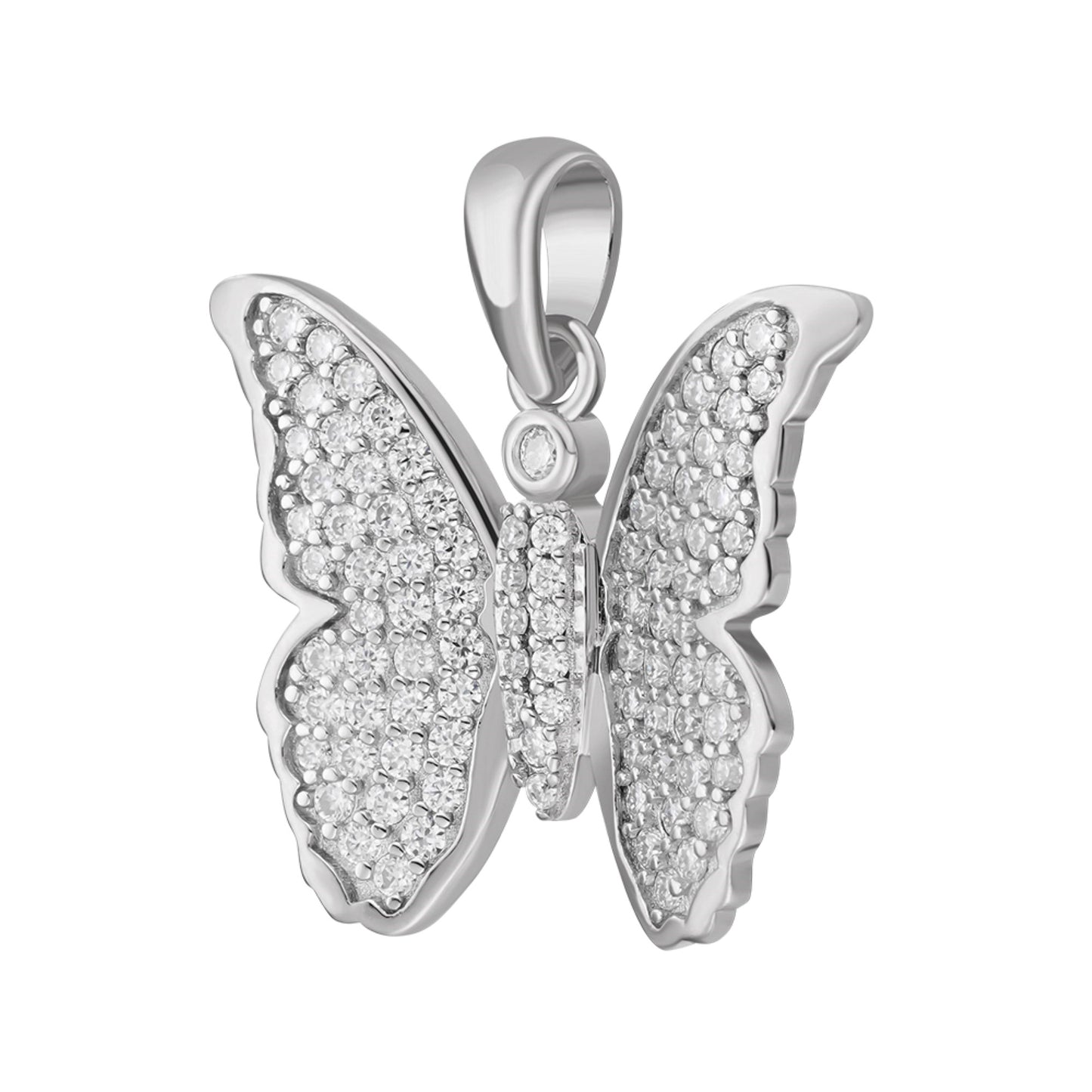 Sterling Silver Round Moissanite Butterfly Animal Pendant RP 3/4 Cttw