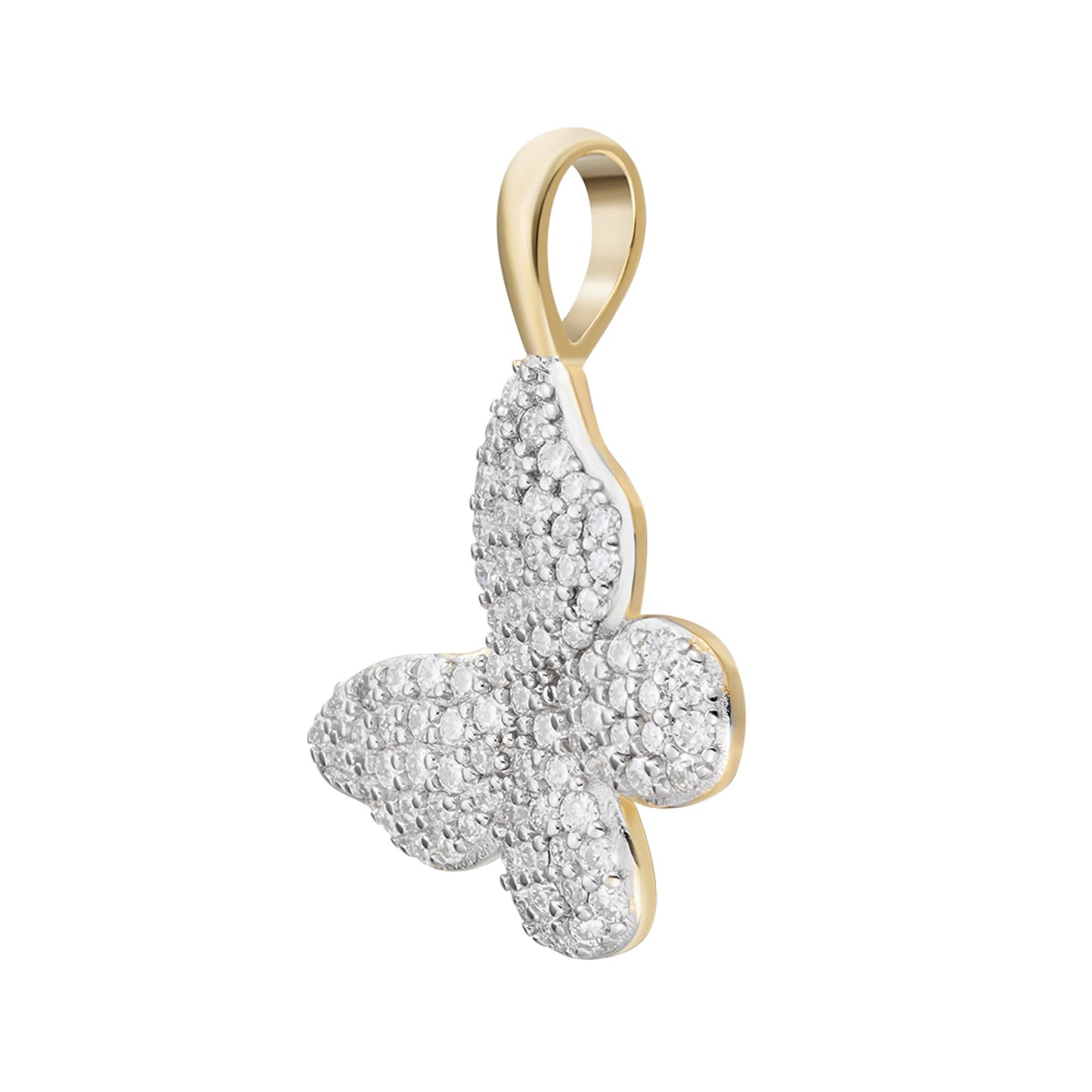 Sterling Silver Round Moissanite Butterfly Animal Pendant RP+GP 5/8 Cttw