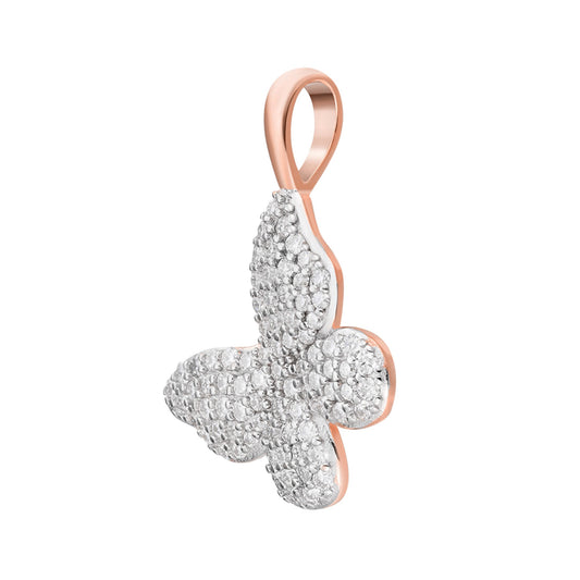 Sterling Silver Round Moissanite Butterfly Animal Pendant RP+PP 5/8 Cttw