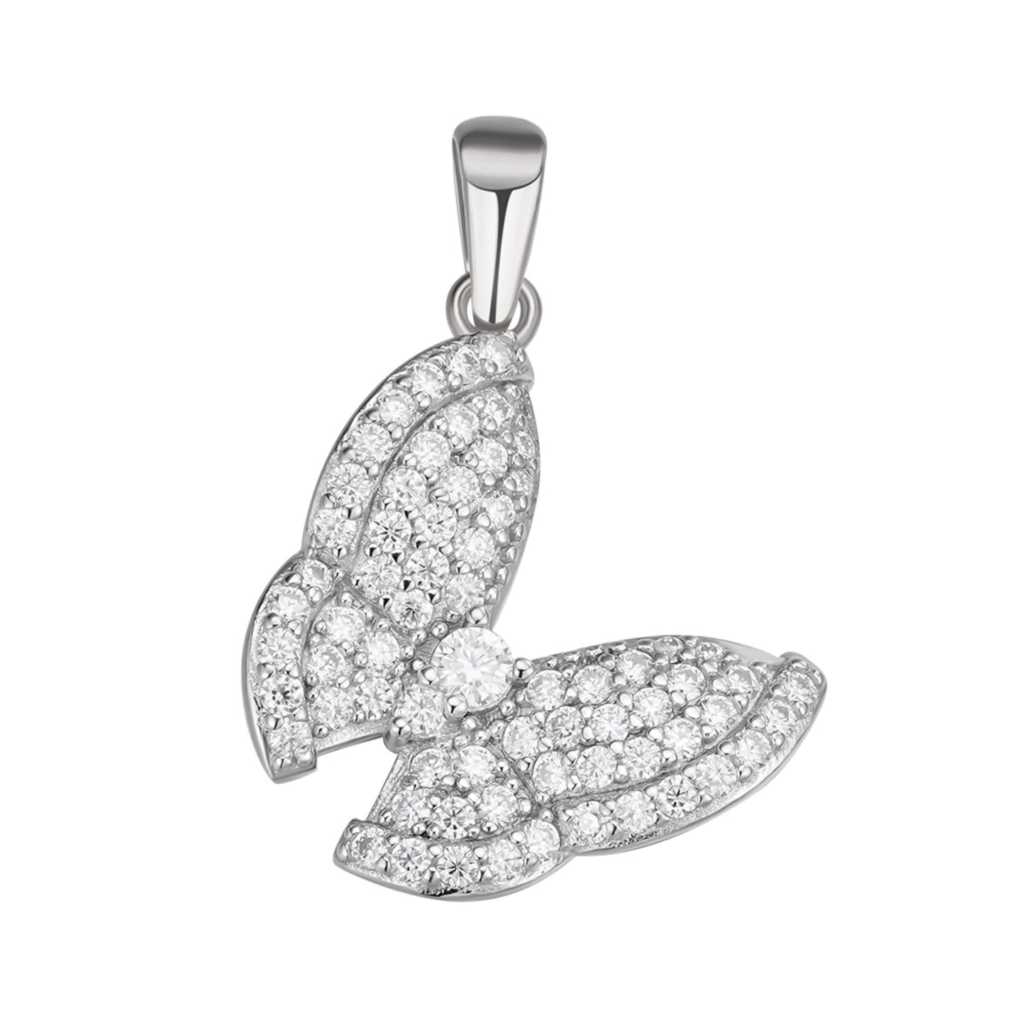 Sterling Silver Round Moissanite Butterfly Animal Pendant RP 3/4 Cttw