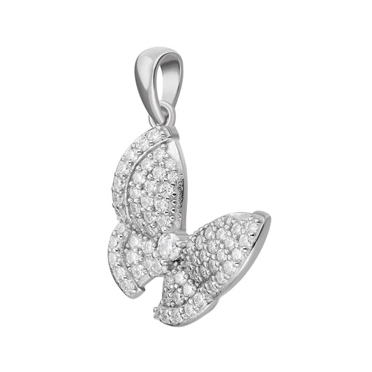 Sterling Silver Round Moissanite Butterfly Animal Pendant RP 3/4 Cttw