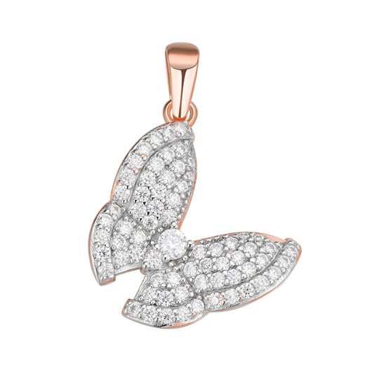 Sterling Silver Round Moissanite Butterfly Animal Pendant RP 3/4 Cttw