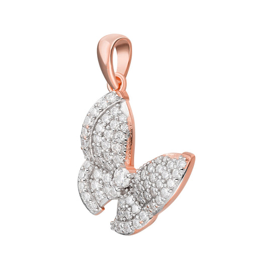 Sterling Silver Round Moissanite Butterfly Animal Pendant RP 3/4 Cttw