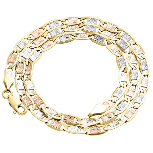 10kt Tri-color Gold Valentino Chain 2.5mm 9 To 24 Inches