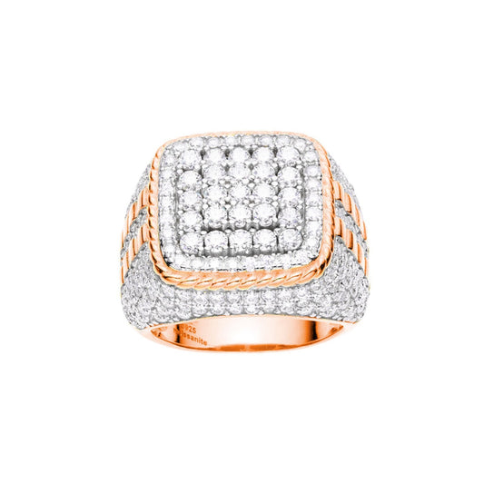 Sterling Silver Moissanite Carat Mens Ring Size 10 (RP)+PP 4-1/4 Cttw