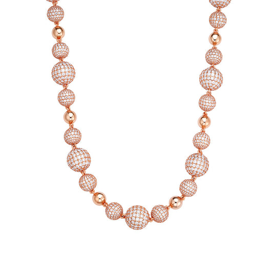 Sterling Silver Round Moissanite Bead Ball Designer Chain 22 Inch Mens Necklace PP 105-5/8 Cttw