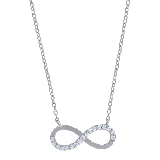 925 Sterling Silver Cz Necklace 16.5"+1"