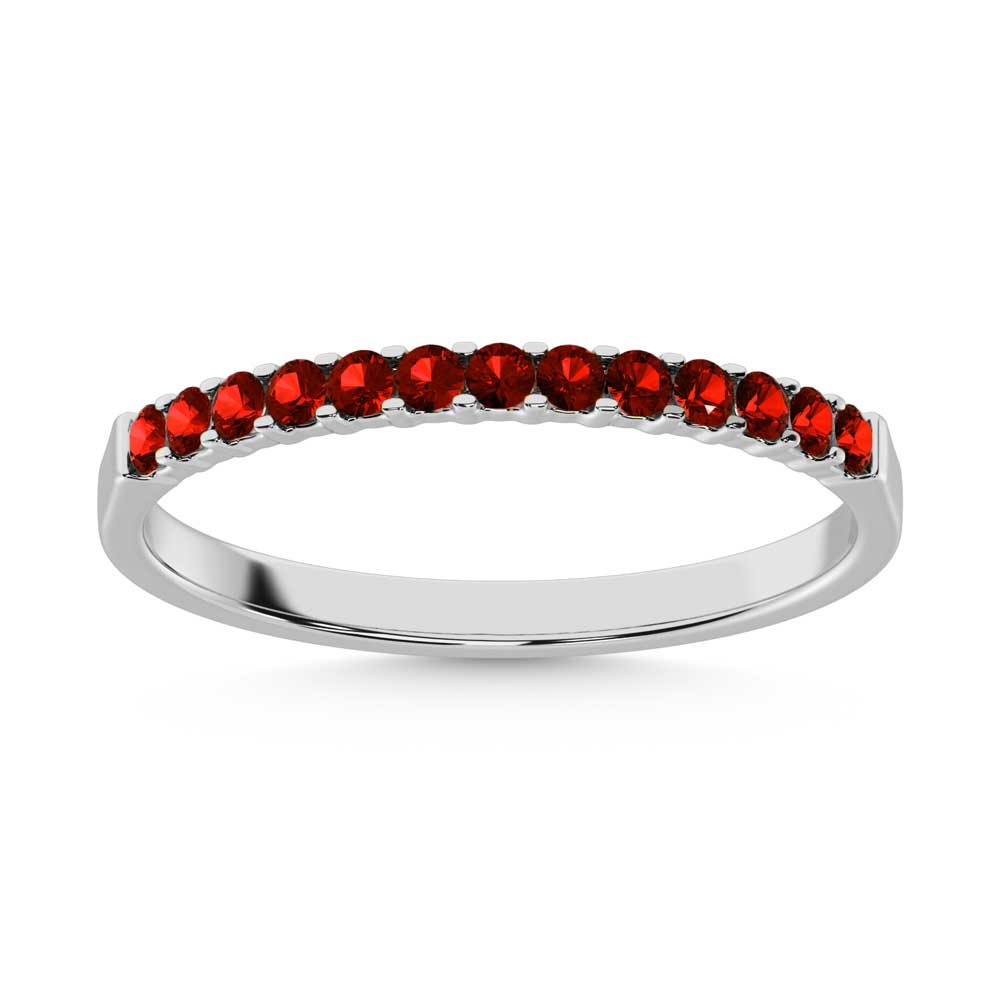 Garnet 1/4 Ct.Tw. Machine Band in 14K White Gold