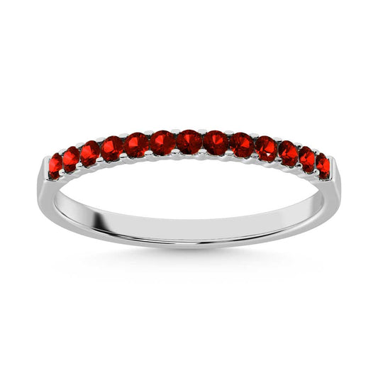Garnet 1/4 Ct.Tw. Machine Band in 14K White Gold