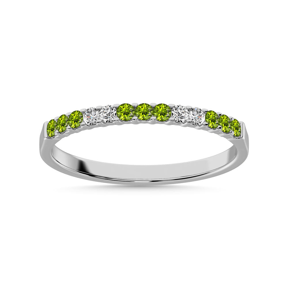 Diamond 1/4 Ct.Tw. & Peridot Band in 14K White Gold