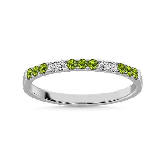 Diamond 1/4 Ct.Tw. & Peridot Band in 14K White Gold