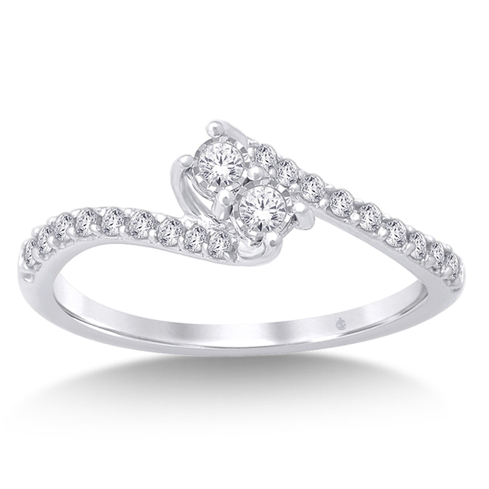 14K White Gold 1/4 Ct.Tw. Diamond Fashion Ring