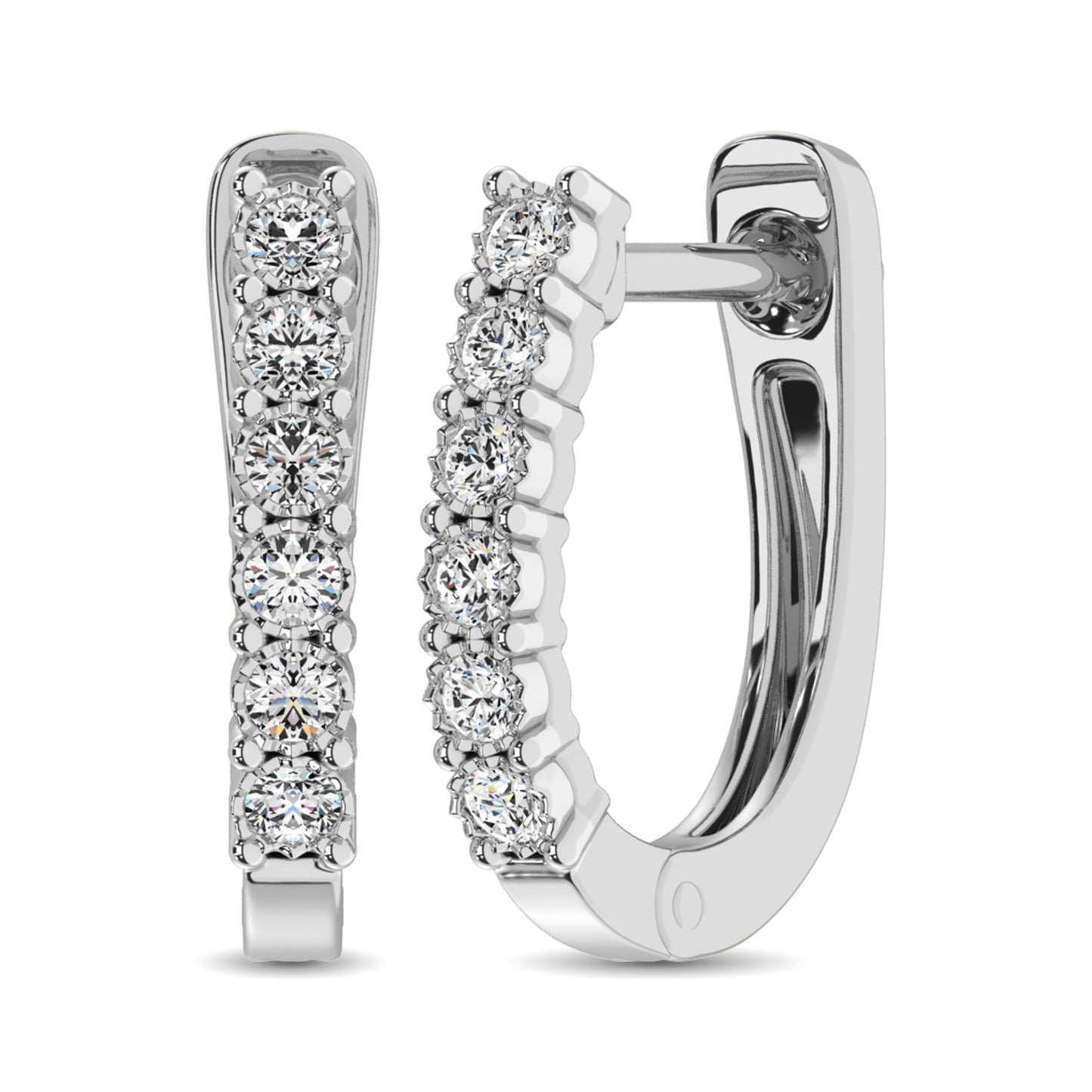 14K White Gold 1/5 Ct.Tw. Diamond Hoop Earrings