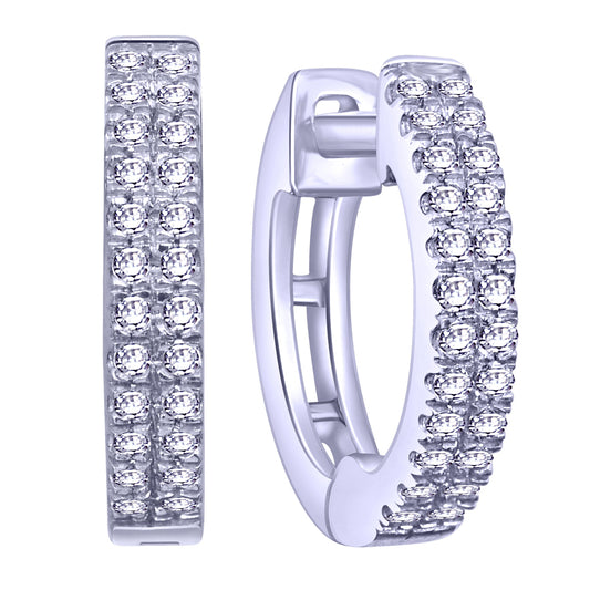 925 SS 0.15CT D-HOOP EARRING RDS MP LDS