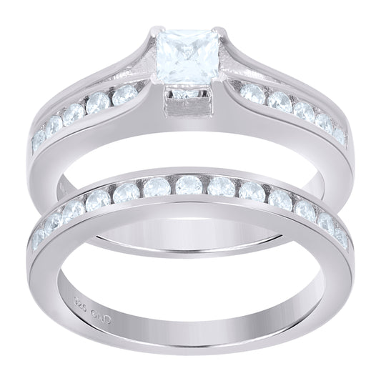 925 Sterling Silver Cz Duo Ring S6