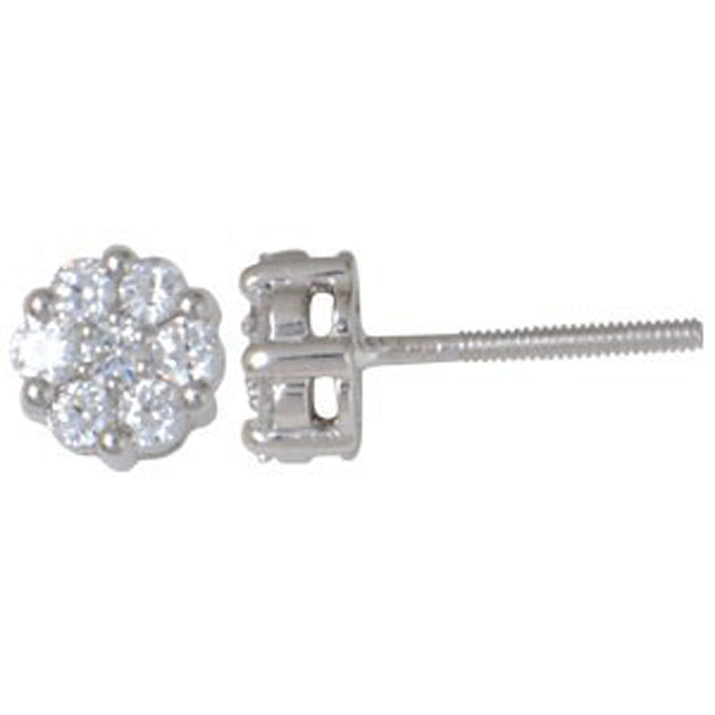 925 SS 0.28-0.31CT D-EARRING RDS INV FLOWER