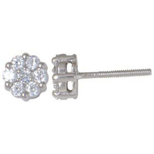 925 SS 0.28-0.31CT D-EARRING RDS INV FLOWER