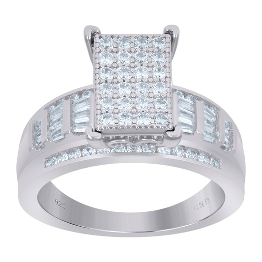 925 Sterling Silver Cinderella Cz Ring S6