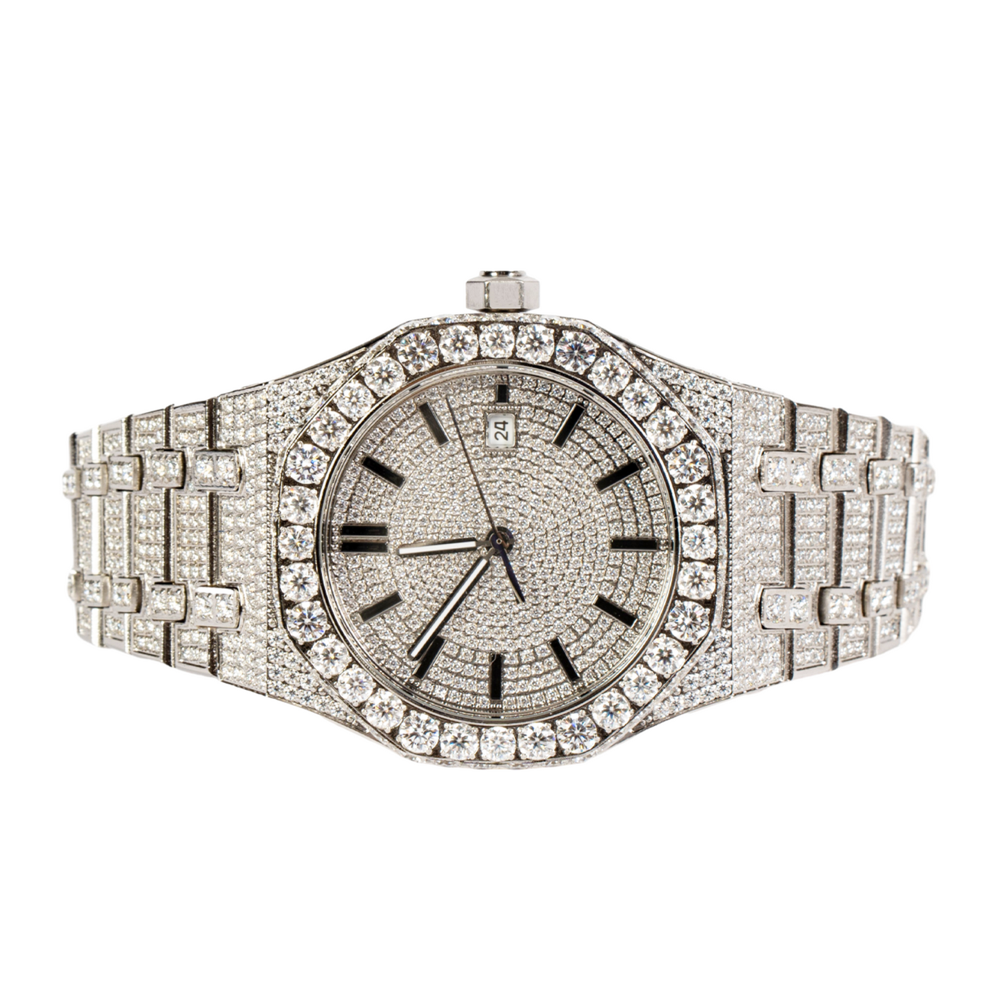 Moissanite Stainless Steel White Band Mens Watch 22-1/3 CT