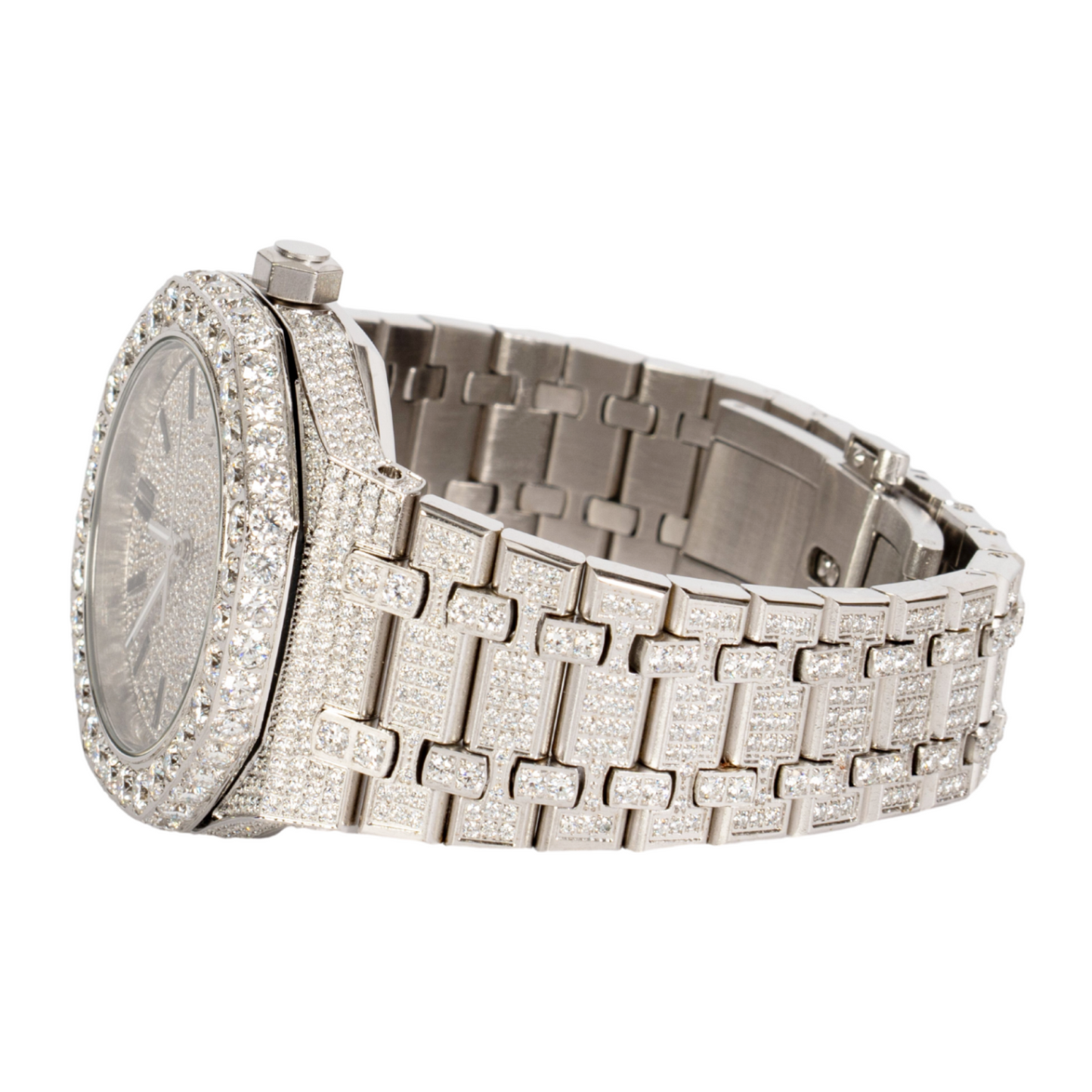 Moissanite Stainless Steel White Band Mens Watch 22-1/3 CT