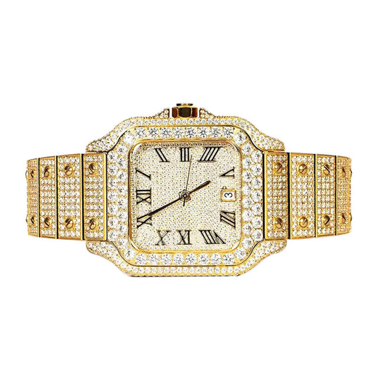 Moissanite Stainless Steel Yellow Steel Band 20-1/5 Cttw
