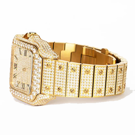 Moissanite Stainless Steel Yellow Steel Band 20-1/5 Cttw