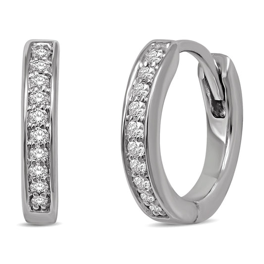 10K White Gold 1/5 Ct.tw Diamond Hoop Earrings