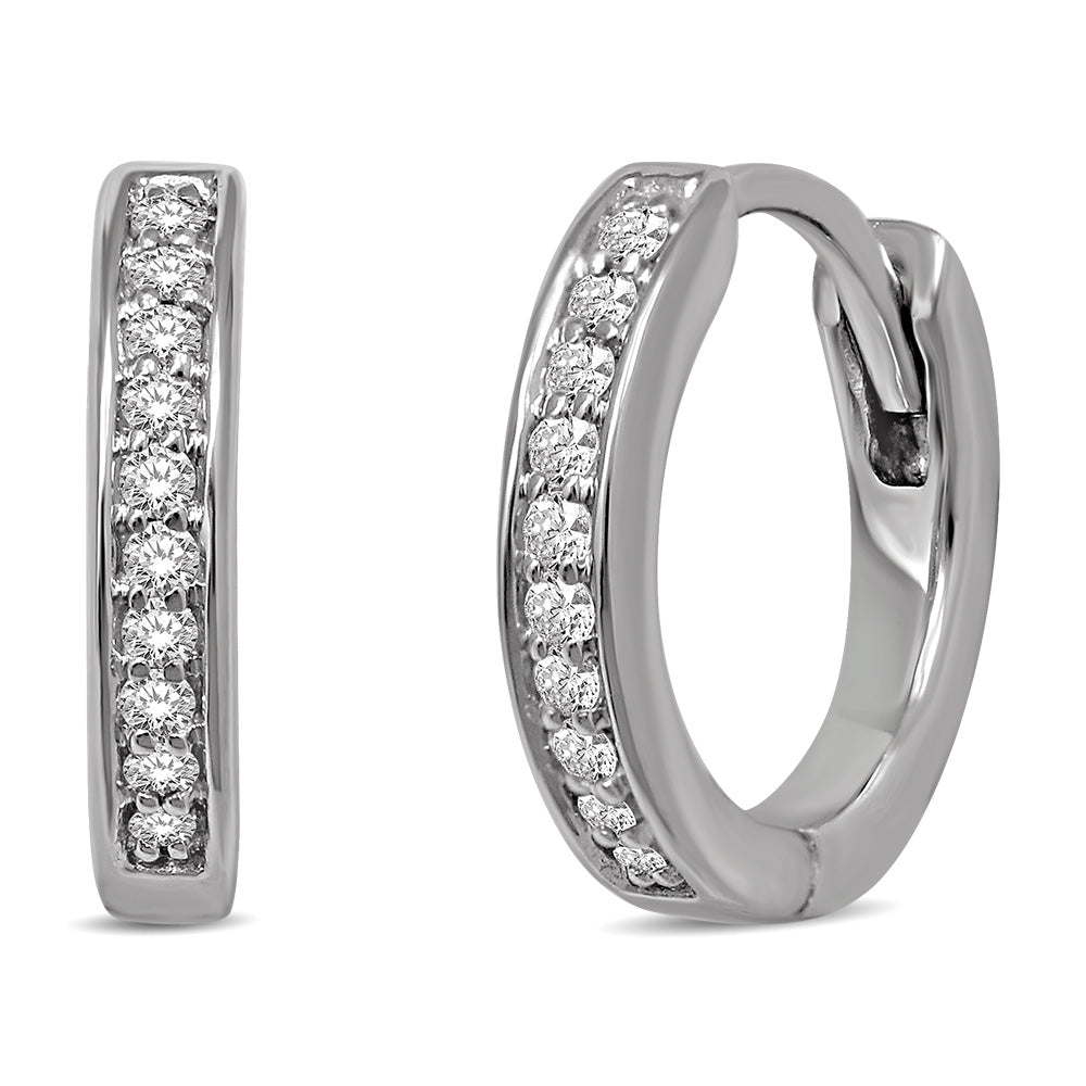 10K White Gold 1/3 Ct.tw Diamond Hoop Earrings