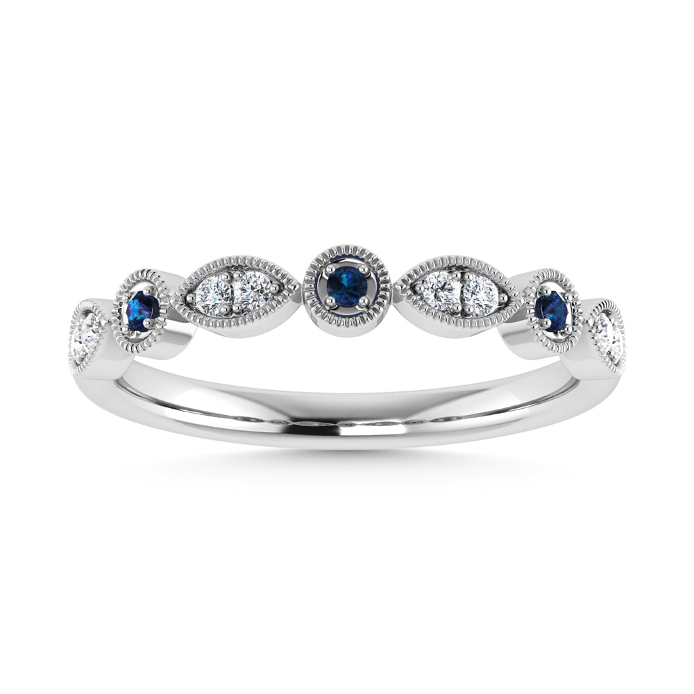 Diamond 1/4 Ct.Tw. And Alexandrite Band in 10K White Gold