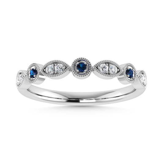 Diamond 1/4 Ct.Tw. And Alexandrite Band in 10K White Gold