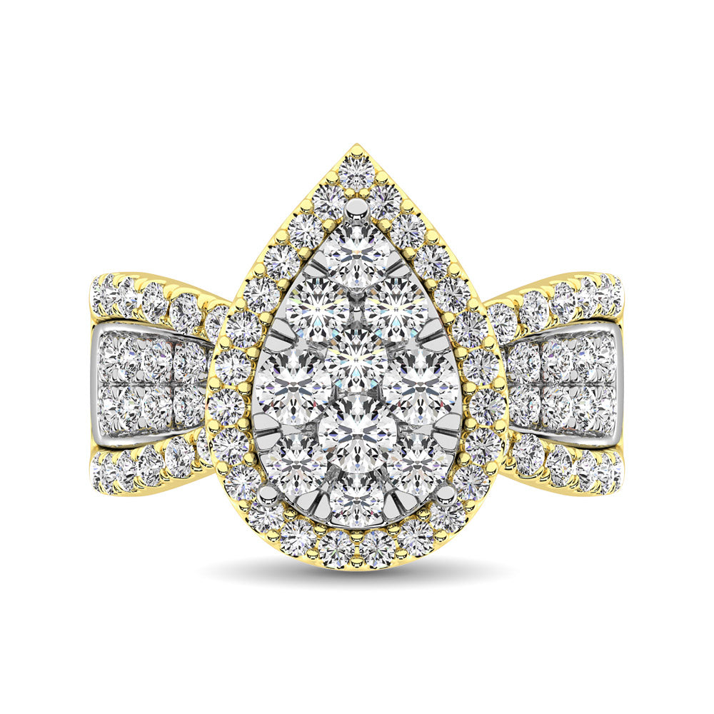 Diamond 1 Ct.Tw. Pear Shape Two Tone Engagement Ring