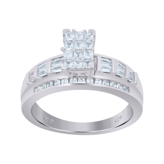 925 Sterling Silver Cinderella Cz Ring S6