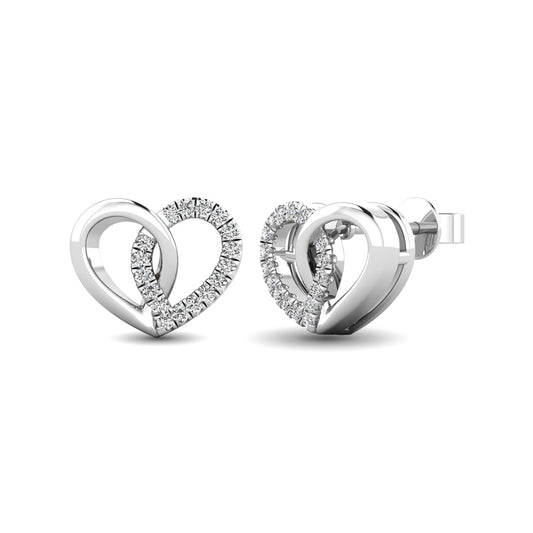 10K White Gold 1/10 Ct.tw Diamond Heart Earrings