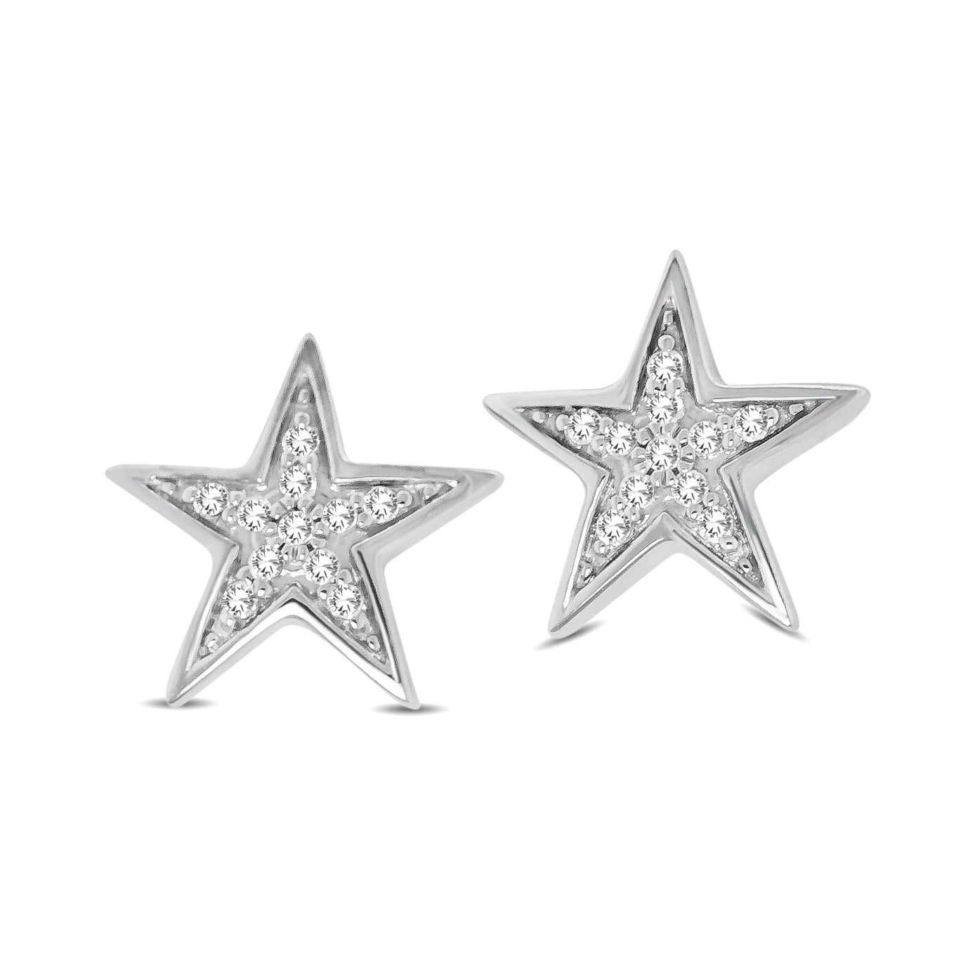 10K White Gold 1/20 Ct.tw Diamond Twinkle Star Earrings